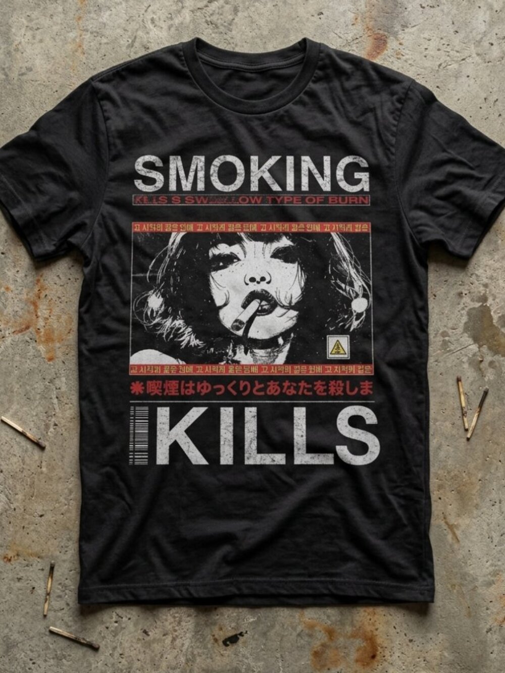 Vintage Smoking Kills Graphic Tee Japanese Y2K Grunge Streetwear Shirt